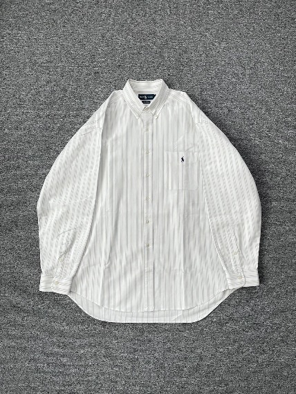 1990s POLO RALPH LAUREN Oxford Big Shirt White Stripe L