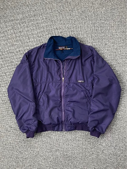 1990s PATAGONIA Fleece Bomber Jacket Dark Purple L USA Made
