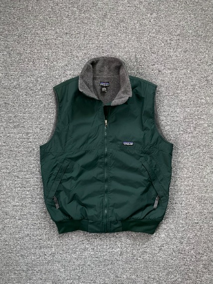 1990s Patagonia Nylon Fleece Lined Vest Green L
