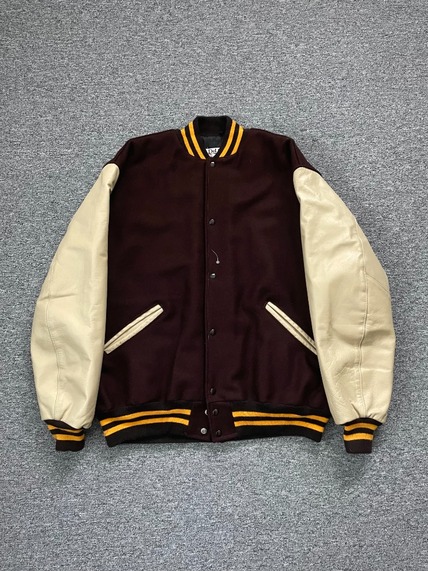 Deadstock 1980s De Long Leather Varsity Jacket XXL