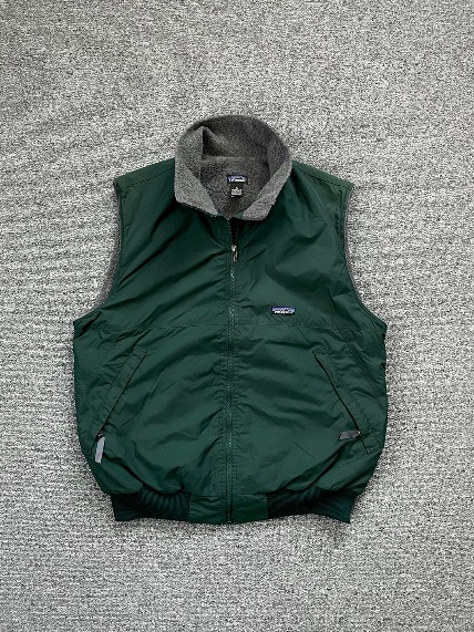 1990s PATAGONIA Nylon Fleece Lined Vest Deep Green XL