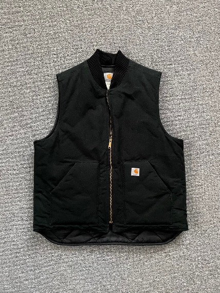 1990s CARHARTT Dungaree Quilted Work Vest Black XL