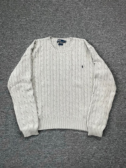 1990s POLO RALPH LAUREN Cable Knit Grey XXL